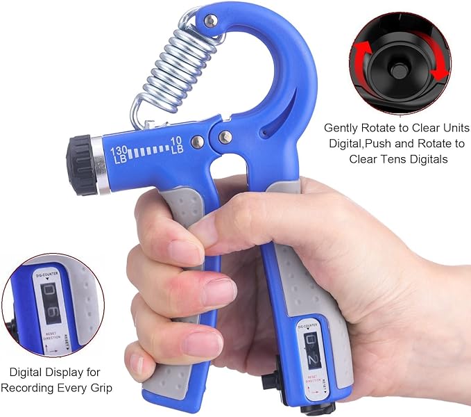 Hand Strengthener Grip 2 Pack, Hand Exercisers for Strength with Adjustable Resistance 10-130 Lbs,Hand Grip,Grip Strength Trainer for Muscle Building and Injury Recover