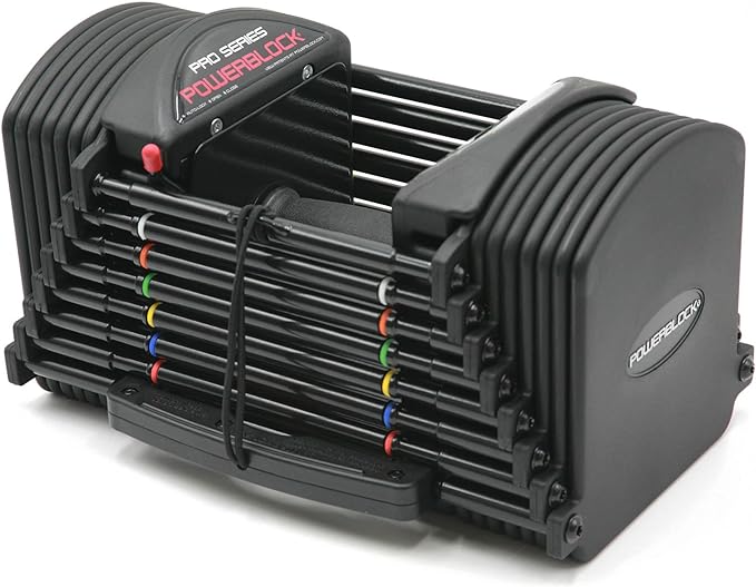 PowerBlock Pro 50 Adjustable Dumbbells, Sold in Pairs, 5-50 lb. Dumbbells, Durable Steel Build, Innovative Workout Equipment, All-in-One Dumbbells