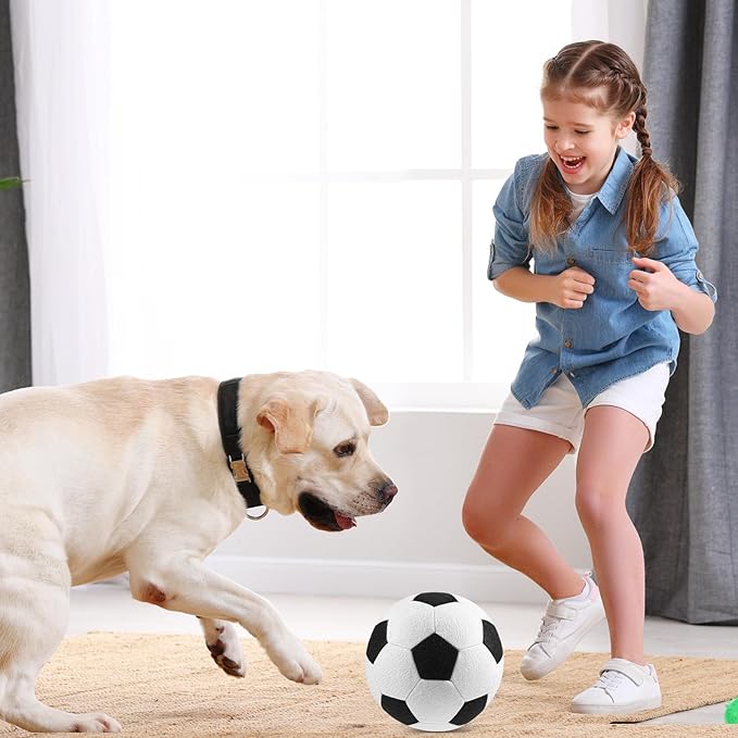 Libima 2 Pcs Soft Indoor Soccer Ball with Pump Felt Official Size 4 Soccer Ball Operation Christmas Sport Fun Gifts for Silent Dribble Training Home Outdoor Yard