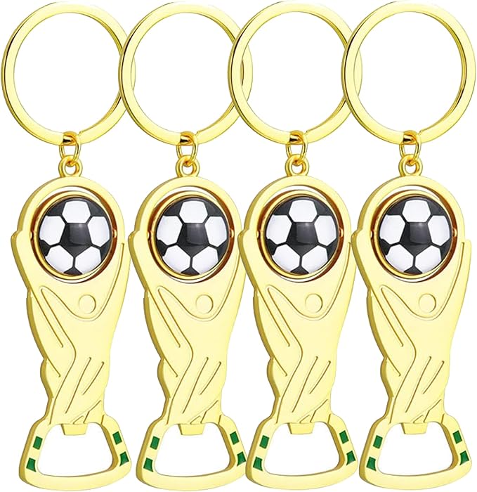 2026 World Cup Trophy Bottle Opener Keychains, Gold Bottle Opener Keychain with World Cup Soccer Ball Design, Football Merchandise Keychains Gift for Football Fan