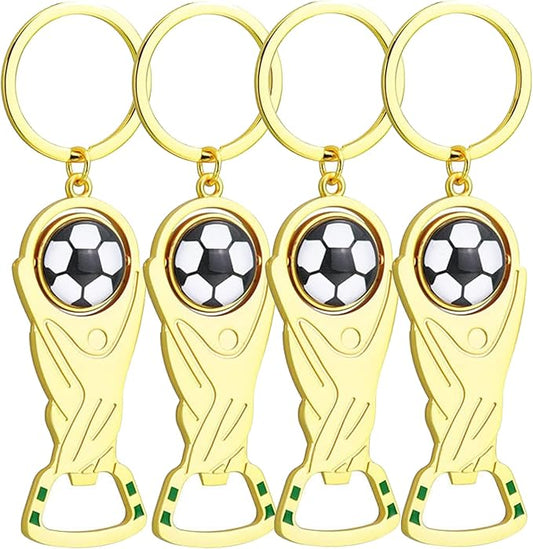 2026 World Cup Trophy Bottle Opener Keychains, Gold Bottle Opener Keychain with World Cup Soccer Ball Design, Football Merchandise Keychains Gift for Football Fan