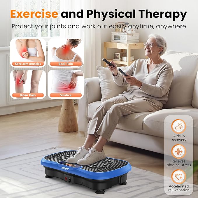 AXV Vibration Plate Fitness Platform Exercise Machine Vibrating Shaking Full Body Shaker Workout Vibrate Stand Shake Board Sport Gym for Weight Loss Fat Burner for Women Men