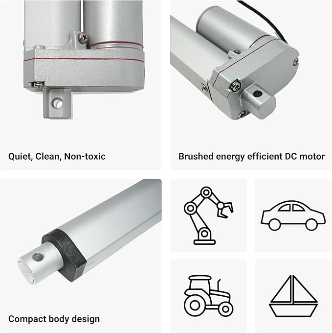 Progressive Automations 12V Mini Linear Electric Actuator - 24 inches, 50 lbs Force, Innovative Compact Design and Versatile Capabilities for Home and General Automation, Automotive, Manufacturing
