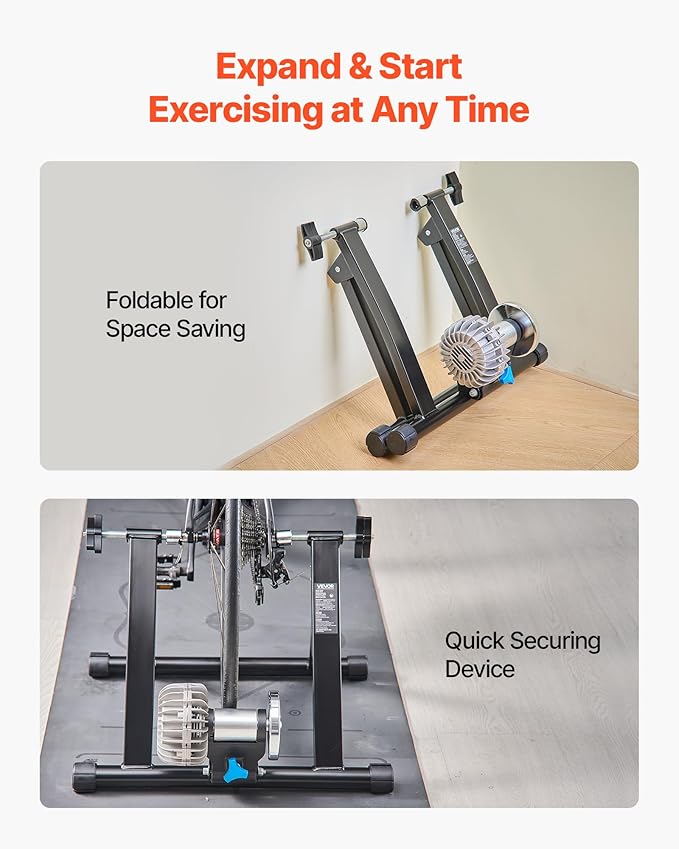 VEVOR Bike Trainer: 3 Types - Smart (1-13L, Compatible with Zwift App), Fluid, or 6L Magnetic for 26-29"/700C Wheels, Foldable Stand with Quick Release & Wheel Riser Block
