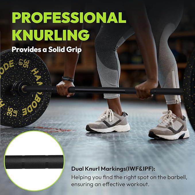 Olympic Barbell, 45lb/35lb 2-inch Weight Bar for Bench Press, 7ft/6.5ft Olympic Bar, 1000 lb/1500 lb High-Capacity, Hard Chrome, Knurled Grip, Strength Training Deadlift Weightlifting Squat