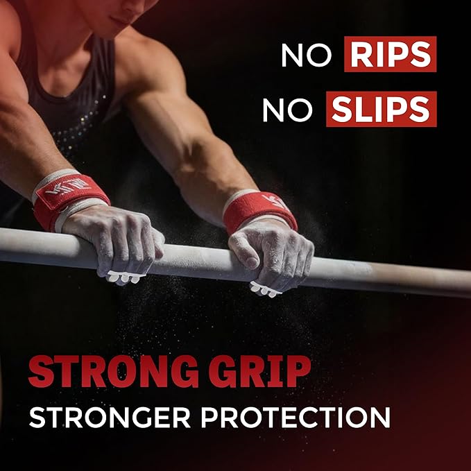 Reisport Protec High Bar Gymnastics Grips for Men - Triple Strength Leather Hand Grips for Gymnastics Bars - Gymnastics Equipment & Accessories for Advanced Gymnasts