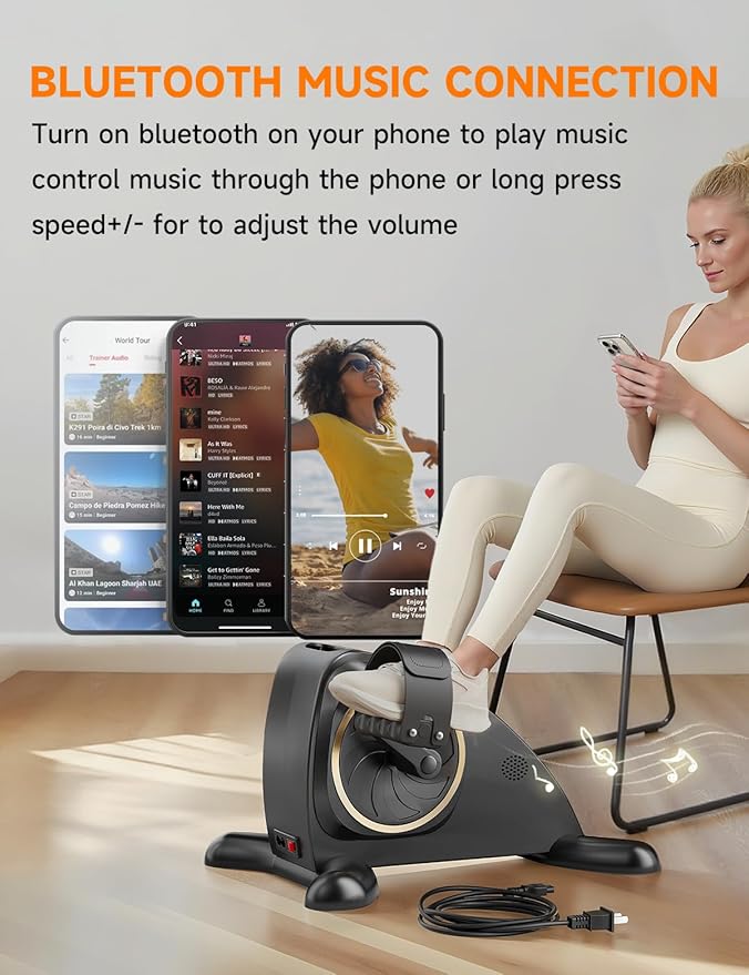 Under Desk Exercise Bike, Mini Exercise Bike Electric Pedal Exerciser for Seniors & Leg/Arm Fitness,12 Adjustable Speeds & LCD Display, Foot Exerciser for Physical Therapy, Exercise Bike for Seniors