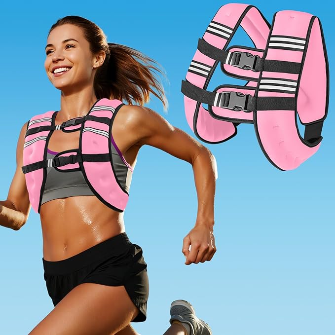 Zikopomi Weighted Vest Woman Man, 6lb/8lb/12lb/16lb/20lb/25lb/30lb Weight Vest with Reflective Stripes for Workout, Strength Training, Running, Fitness, Muscle Building, Weight Loss, Rucking Vest