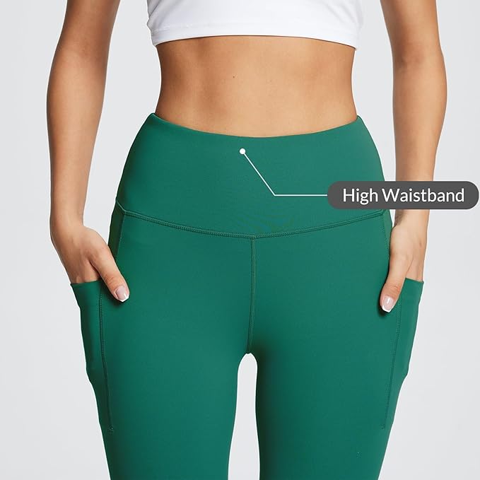 BALEAF Women's Leggings with Pockets Black Tummy Control Workout High Waisted Athletic 7/8 Ultra Soft Gym Yoga Ankle Pants