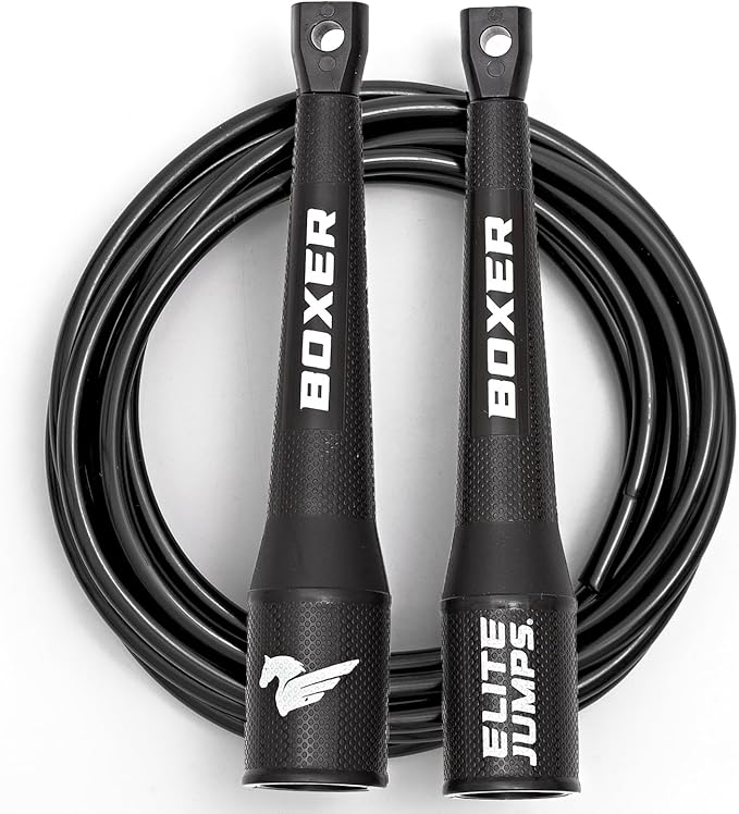Elite Jumps Boxer 3.0 Jump Rope – Professional Boxing Workout Equipment | Tangle-Free PVC Skipping Rope with Smooth Action Handles | Slip-Resistant Grips for Fitness & Cardio Training