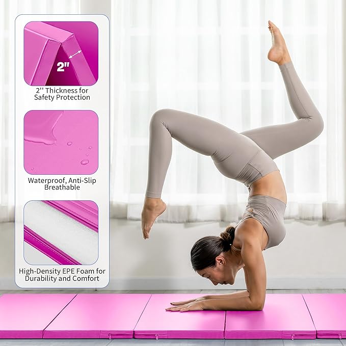 Outdoor Basic 6'x3'x2" Gymnastics Tumbling Mats Folding Panel Thick Gym Exercise Mat for Home