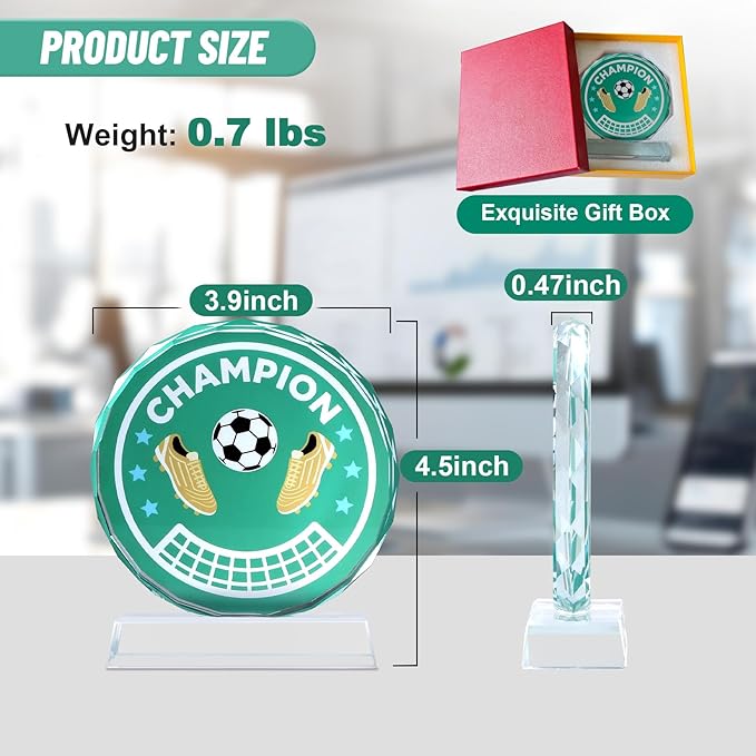Crystal Trophy Award for Kids & Adult, Champion Football Baseball Soccer Basketball Sports Winner Trophies, Award Trophy for Sports Championships Tournaments Award Competitions Rewards Prizes