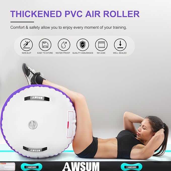 AWSUM Air Roller Gymnastics Barrel Inflatable Tumbling Mat Back Handspring Trainer for Octagon Mat Gym Home Gymnastics Equipment 1PCS，No Electric Pump