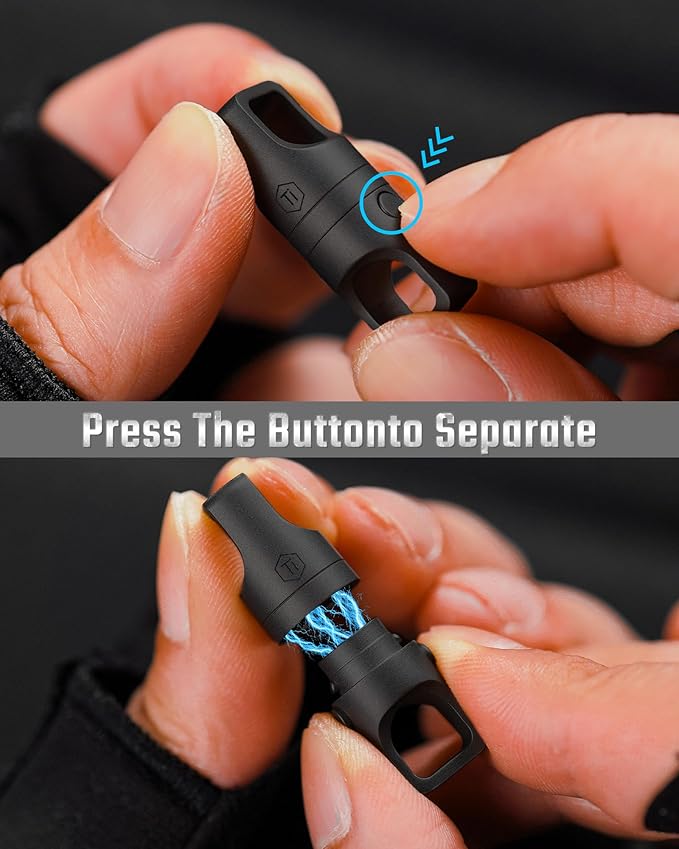 KeyUnity KA48 Titanium Magnetic Quick-Release Keychain, 360° Swivel Double-End Connector with Dual-Button Safety, 20kg Load, for Car Keys, USB Drives, and EDC Tools 2Pcs