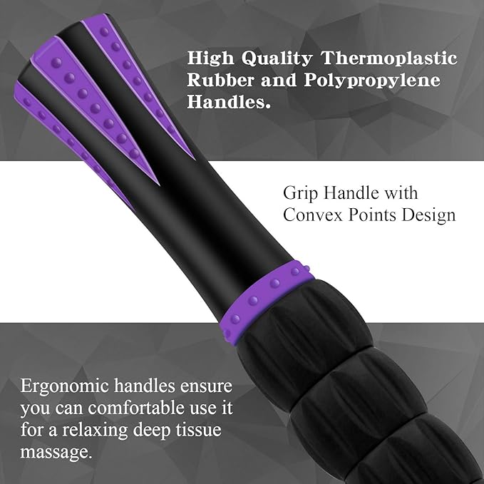 Massage Roller Stick for Athletes, Help Reducing Soreness Cramping Tightness Leg Arms Back Calves Muscle Massager, Purple Black- 18 inch