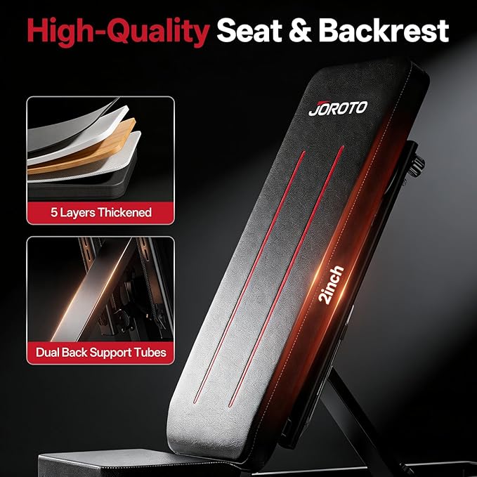 JOROTO Adjustable Weight Bench with Dumbbell Storage & Cable Fly, Multi-Functional Workout Bench Press for Home Gym Strength Training, Flat Incline Decline Sit Up Bench, 990LBS Capacity