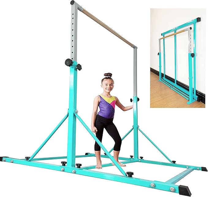Marfula Gymnastic Bar For Kid and Teenage of 3-25, 5Ft/8 FT Base Length 4Ft Width 5Ft Adjust Height, Gymnastic Kip Bar For Gymnast, Gymnastic Training Equipment For Professional Training Home Club Use