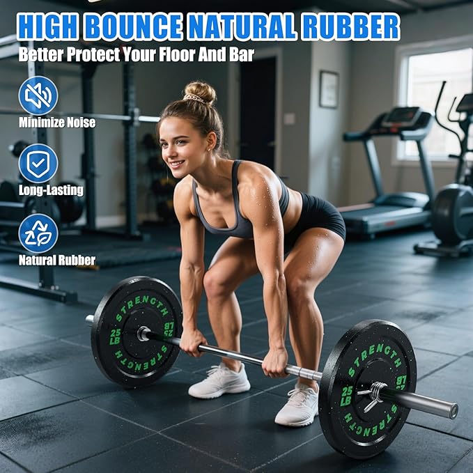 XDDIAS 2-Inch Bumper Plates, Barbell Rubber Olympic Weight Plates Set for Home Gym Strength Training, 20-260lbs, Multiple Options