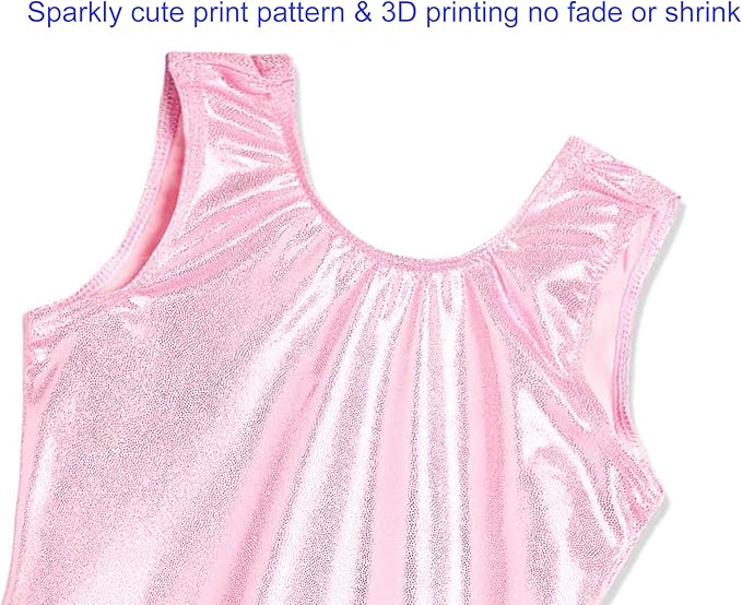Domusgo Gymnastics Leotards for Girls Sparkly One-Piece Pro Kids Unitard Biketards with Shorts