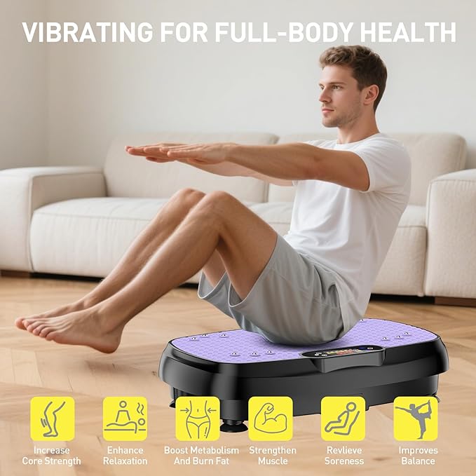 Vibration Plate Exercise Machine, 9 Modes Vibrating Platform for Lymphatic Drainage, 3D Upgraded Vibrated Plates for Weight Loss, Home Full Body Workout Equipment for Fitness