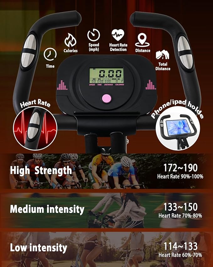 Merax Exercise Bike,Workout Bikes for Home,Folding Stationary Bikes for Home with 16-Level Magnetic Resistance, 300LBS Capacity X-Bike Indoor Exercise Equipment with Heart Rate Sensor & LCD Monitor
