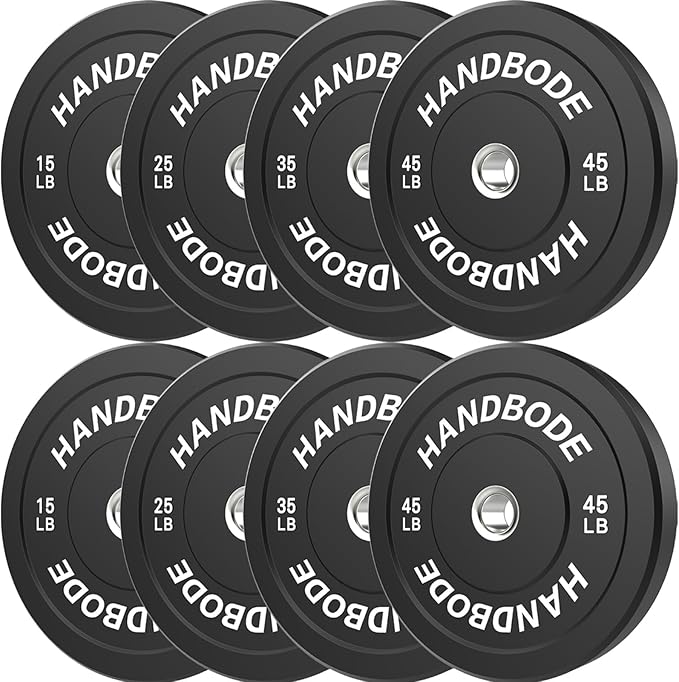 2-Inch Weight Plates High Bounce, Olympic Bumper Plate Set 45/100/160/190/260/300lb, Colored Weight Plates Set for Home Gym, Barbell Weights Rubber Strength Training Plate for Weight Lifting