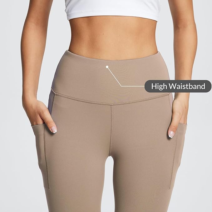 BALEAF Women's Leggings with Pockets Black Tummy Control Workout High Waisted Athletic 7/8 Ultra Soft Gym Yoga Ankle Pants