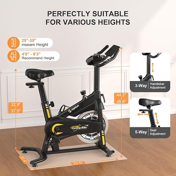 Exercise Bikes for Home,Indoor Cycling Bike with Adjustable Magnetic,Brake Pad Resistance Silent Belt Drive,330lbs Weight Capacity &Upgraded Version Seat for Home Cardio&Weight Loss
