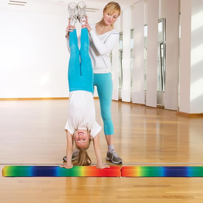 Giantex 7FT/8FT/9FT Balance Beam, Folding Gymnastics Beam w/Carry Handles, Floor Foam Gymnastics Equipment for Kids, Non Slip Rubber Base for Exercise, Practice & Professional Home Training