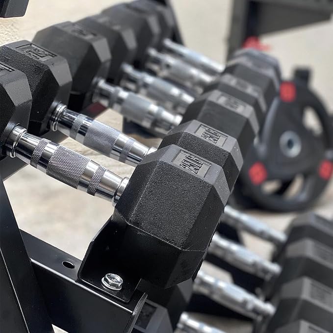 350/450/550 lbs Hex Weight Dumbbells Sets with Rack Rubber Encased Dumbbell Free Weights Set for Home Gym Weight Rack with Dumbbells Set