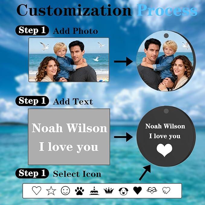 Hiyong Personalized Keychain Custom Photo Keyring Customized Gifts for Men Custom Keychain with Your Photo Logo or Text