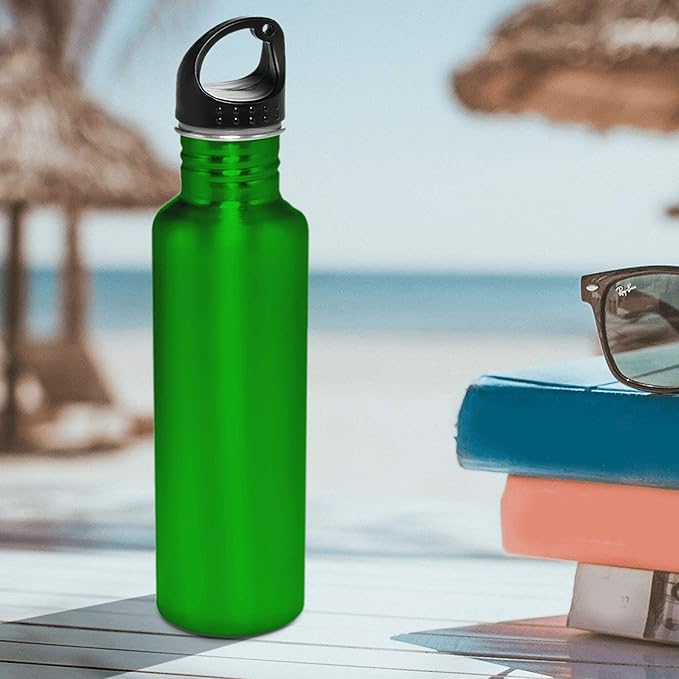 DISCOUNT PROMOS Stainless Steel Water Bottles 26 oz. Set of 10, Bulk Pack - Reusable, Leak Proof, Perfect for Gym, Hiking, Camping, Outdoor Sports - Green