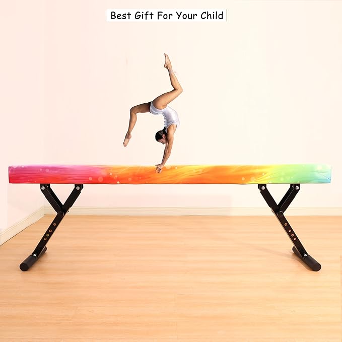 MARFULA Adjustable Balance Beam 8 ft Gymnastic Beam Adjustable Height for Kids and Teenage of All Gymnastic Levels, Gymnastic Training Beam Gymnastic Equipment for Athlete Home and Gym Club Use