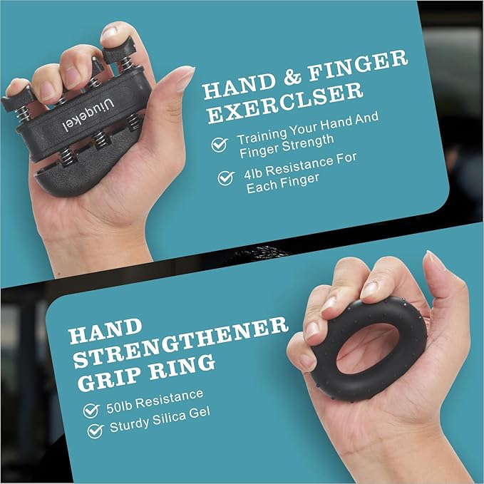 Grip Strength Trainer, 5-Level Adjustable Hand Gripper (11-220 lbs), Hand Exerciser & Forearm Strengthener, Grip Exerciser for Home Gym Workout & Fitness Equipment, Suitable for Men & Women, 5-Pack, Black