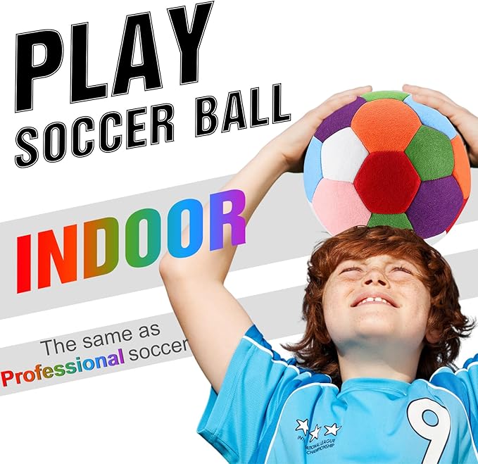Libima 2 Pcs Soft Indoor Soccer Ball with Pump Felt Official Size 4 Soccer Ball Operation Christmas Sport Fun Gifts for Silent Dribble Training Home Outdoor Yard