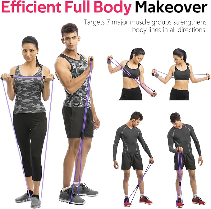 RENRANRING Figure 8 Fitness Resistance Bands with Handles - Exercise Tube Band Set of 3 for Arm and Shoulder Stretch, Rope 8 Word Elastic for Women and Men