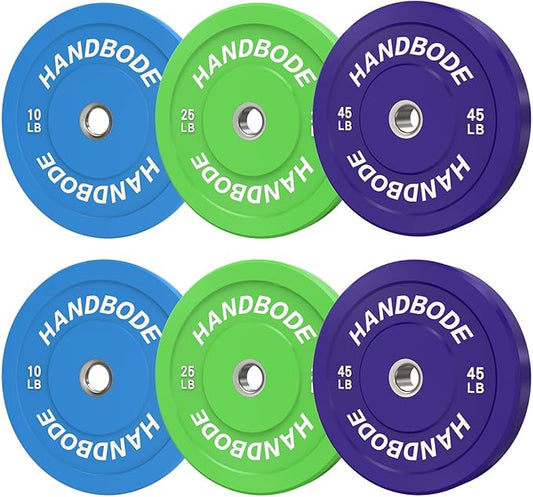 2-Inch Weight Plates High Bounce, Olympic Bumper Plate Set 45/100/160/190/260/300lb, Colored Weight Plates Set for Home Gym, Barbell Weights Rubber Strength Training Plate for Weight Lifting