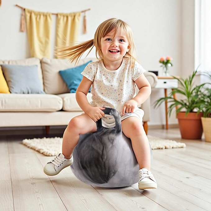 EVERICH TOY Hopper Ball for Kids, 18In Ride On Bouncy Ball with Handle, Grey Clouds Boys Girls Toys for Indoor Outdoor Active Play Toys, Best Christmas Boys Girls Gifts for 4 5 6 7 8 Yr Old