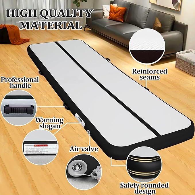 Air Mat Tumble Track, Gymnastics Mats Tumbling Track with Electric Air Pump for Home Use Cheerleading Training Kids Gym Yoga