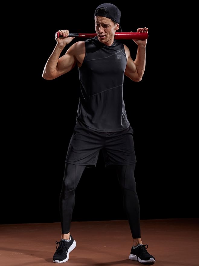NELEUS Dry Fit Workout Athletic Muscle Tank Top Running Shirts with Hoods