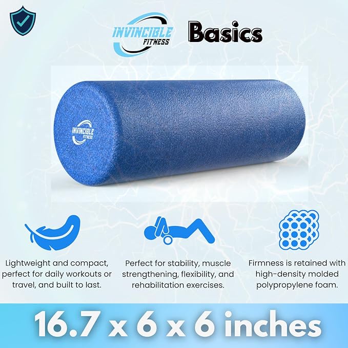 Invincible Fitness 17'' EPP Foam Roller for Deep Tissue Massage – Enhance Recovery, Relieve Pain, and Boost Mobility for a Stronger, Healthier You (Blue)
