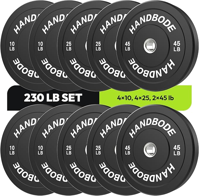2-Inch Weight Plates High Bounce, Olympic Bumper Plate Set 45/100/160/190/260/300lb, Colored Weight Plates Set for Home Gym, Barbell Weights Rubber Strength Training Plate for Weight Lifting