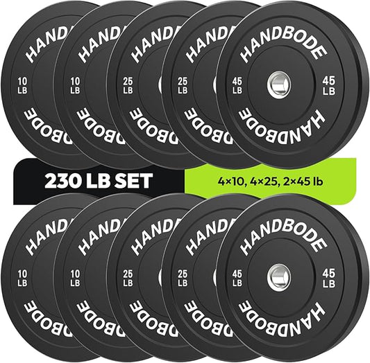 2-Inch Weight Plates High Bounce, Olympic Bumper Plate Set 45/100/160/190/260/300lb, Colored Weight Plates Set for Home Gym, Barbell Weights Rubber Strength Training Plate for Weight Lifting