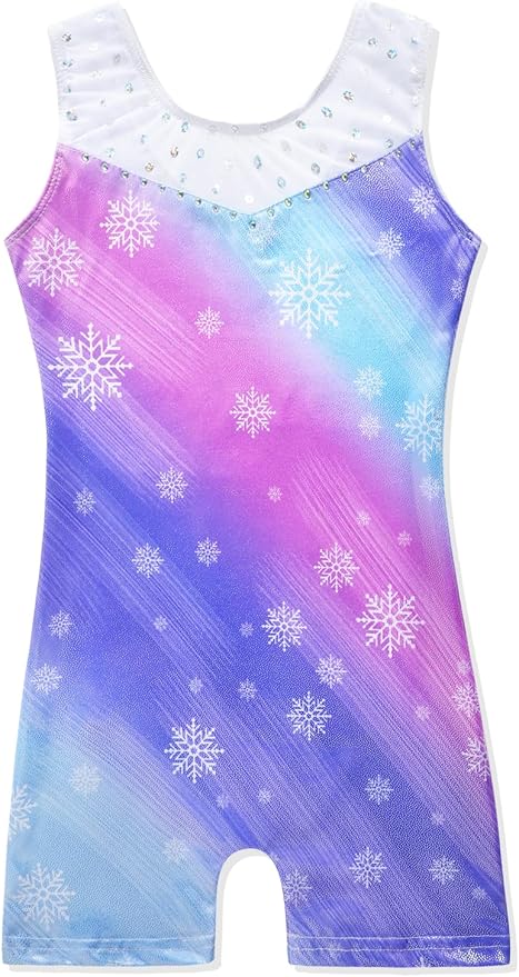 Leotards for Girls Gymnastics Toddler Dance Biketards Mermaid Unicorn Athletic Dance Wear Shiny Rainbow Blue Hotpink
