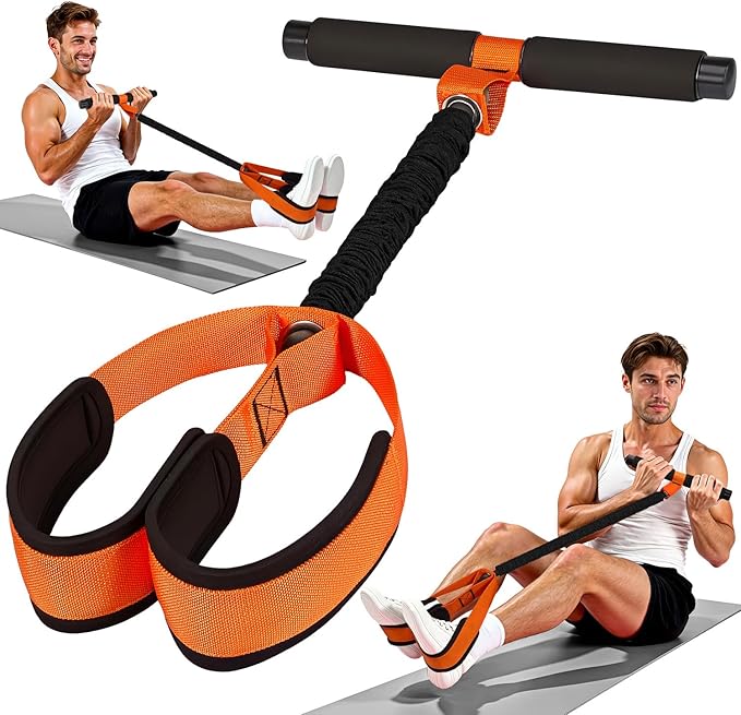 Upgraded Durable Pedal Resistance Band with Handle, Thickened Latex Tubes and Soft Foam Fabric Foot Pedal, Sit Up Exercise Equipment for Abdomen, Waist, Arm, Core/ABS, Leg, Physical Therapy