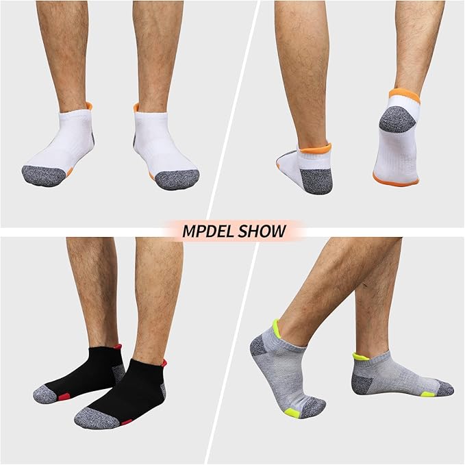 JOYNÉE Mens Ankle Athletic Low Cut Socks Running Sports Cushioned Sock for Men 6 Pack
