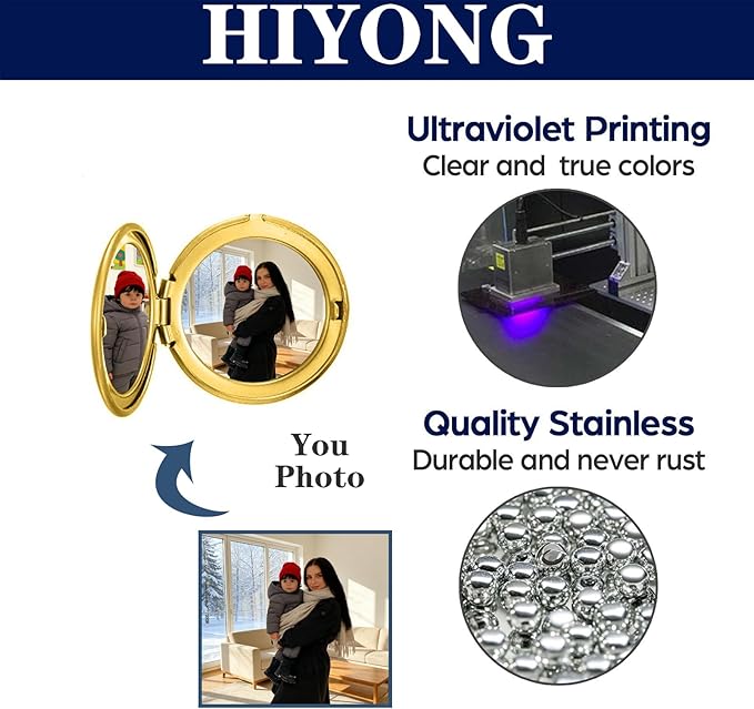 Hiyong Personalized Keychain Custom Photo Keyring Customized Gifts for Men Custom Keychain with Your Photo Logo or Text