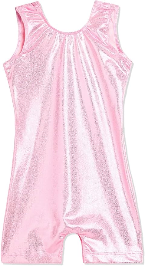 Domusgo Gymnastics Leotards for Girls Sparkly One-Piece Pro Kids Unitard Biketards with Shorts