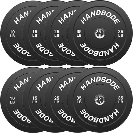 2-Inch Weight Plates High Bounce, Olympic Bumper Plate Set 45/100/160/190/260/300lb, Colored Weight Plates Set for Home Gym, Barbell Weights Rubber Strength Training Plate for Weight Lifting