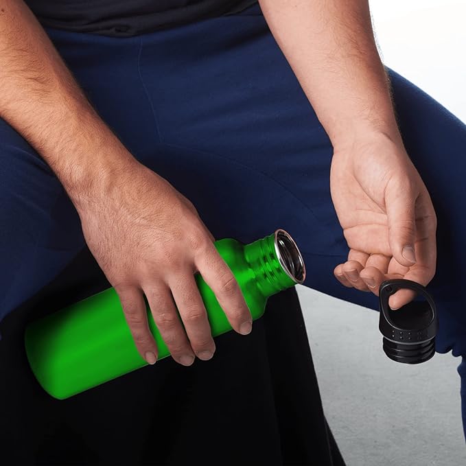 DISCOUNT PROMOS Stainless Steel Water Bottles 26 oz. Set of 10, Bulk Pack - Reusable, Leak Proof, Perfect for Gym, Hiking, Camping, Outdoor Sports - Green